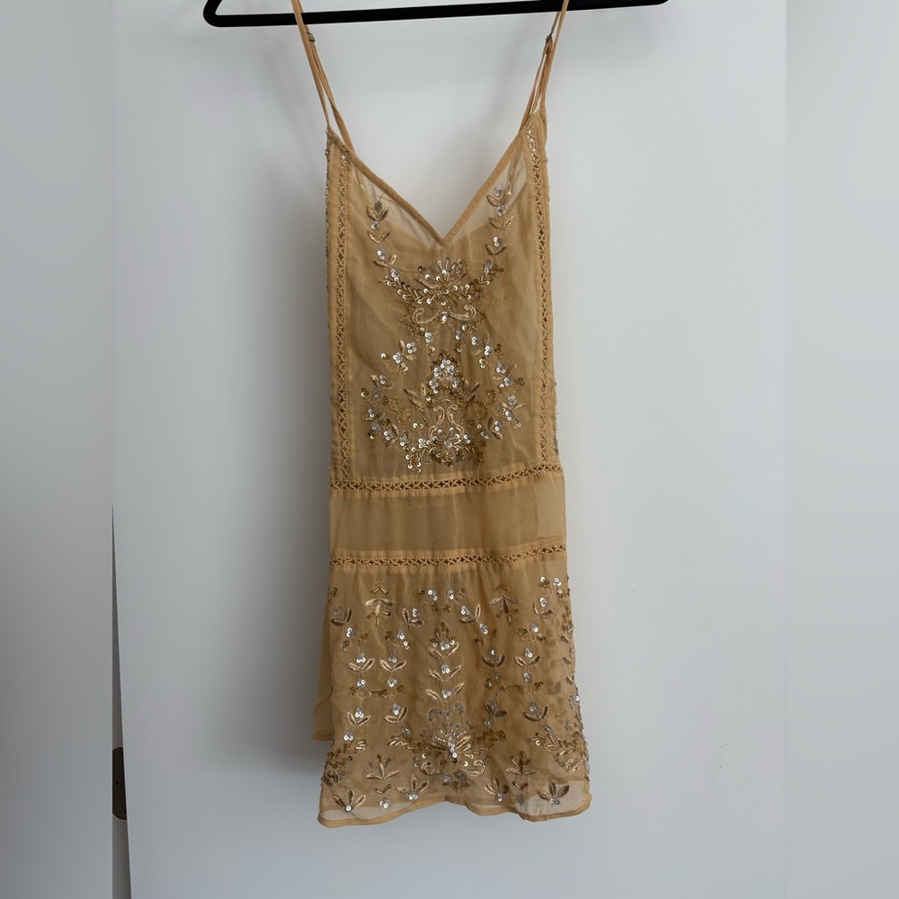 Yellow beaded free people dress